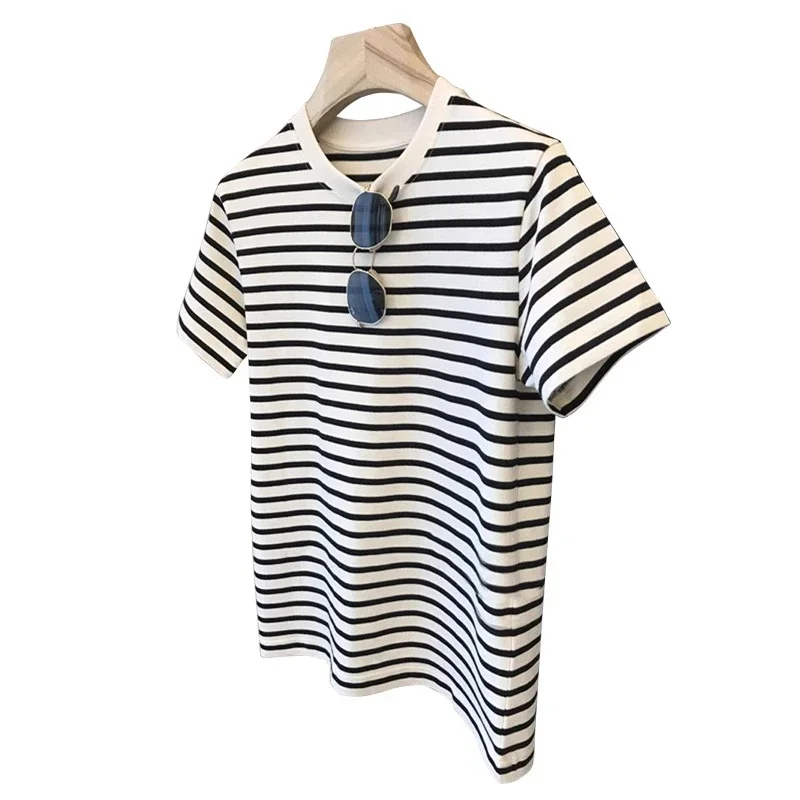 

Women's Cotton Striped T-shirt Retro Crew Neck Short Sleeve Casual Tee