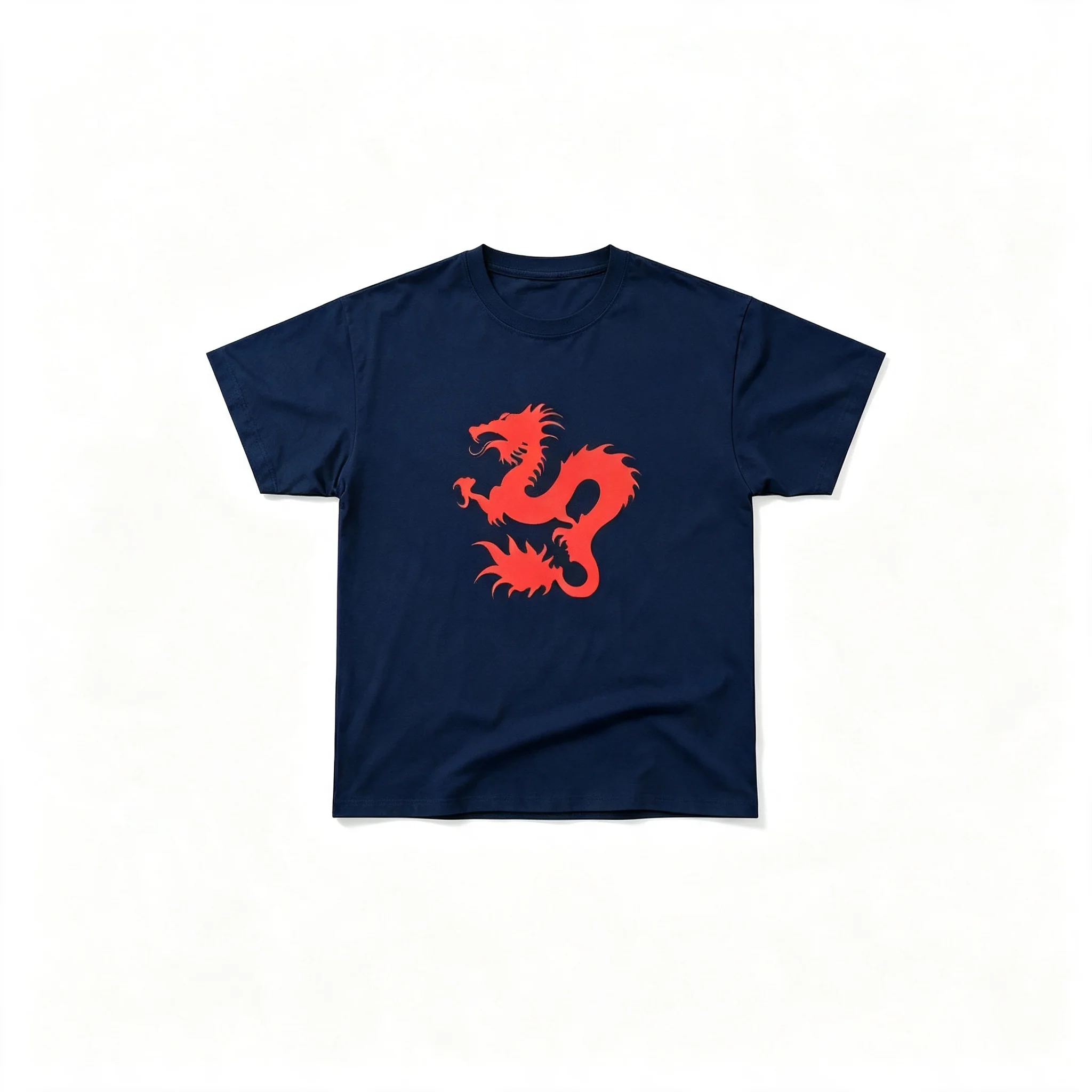 Men's Dean Blunt Zushi Print T-Shirt - Eye-catching Red Dragon Pattern Short-Sleeve Shirt, Pure Cotton Couple All-Season T-Shirt