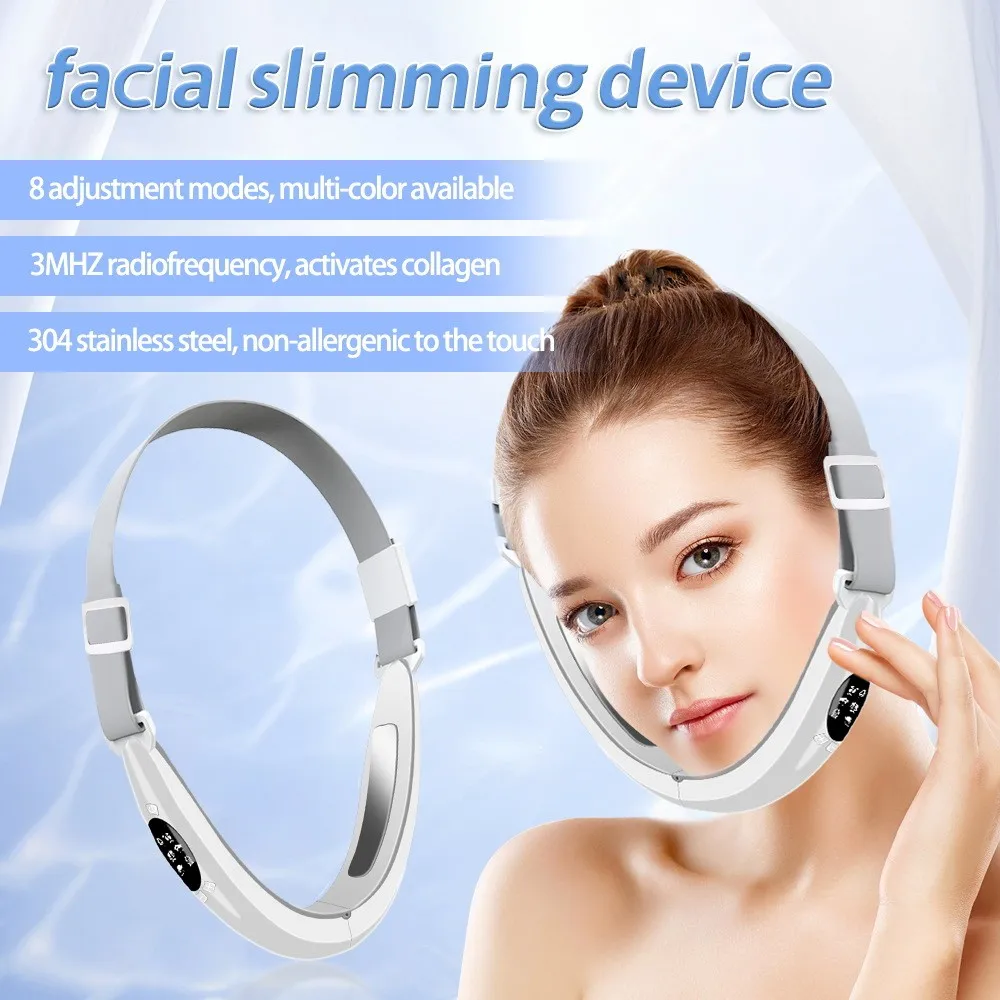 EMS facial lift massager micro current vibration lifting double chin v face three color light multi gear adjustable facial lift