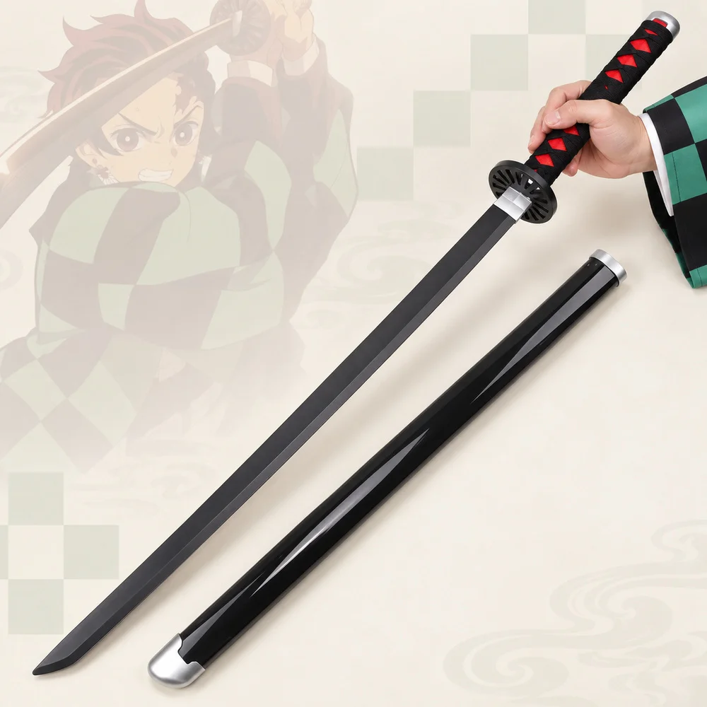 Demon Slayer Katana Sword Anime Kimetsu No Yaiba Cosplay Prop Tanjirou Blade Real Size Japanese Katana Samurai Sabre Kid Toy