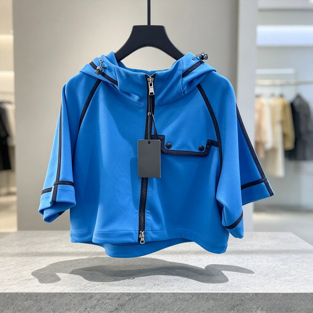 Women's Golf Hooded Cape Jacket 2026 Fall New Korean Style Lightweight UV Protection Outdoor Sport Zip-Up Breathable Soft Cozy