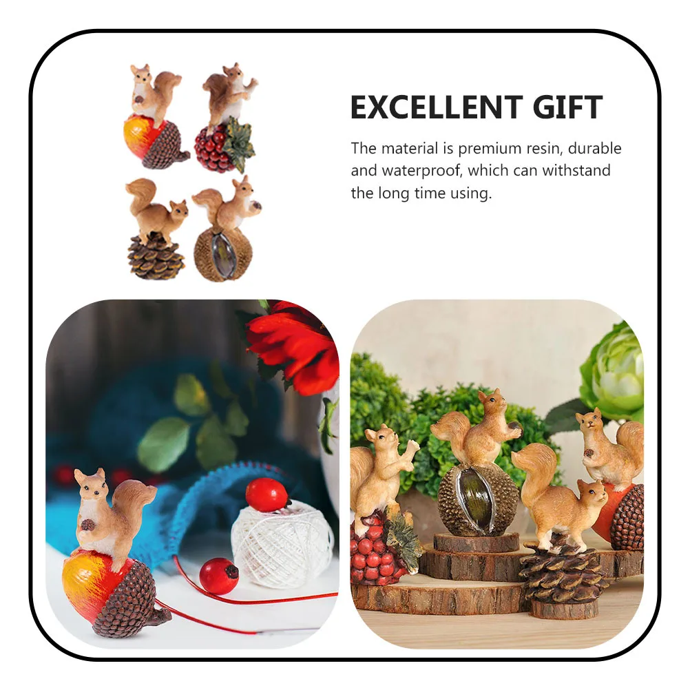 

4Pcs Resin Squirrel Decoration Realistic Animal Garden Ornament for Yard Lawn Home Decor Landscape Tree Pendant