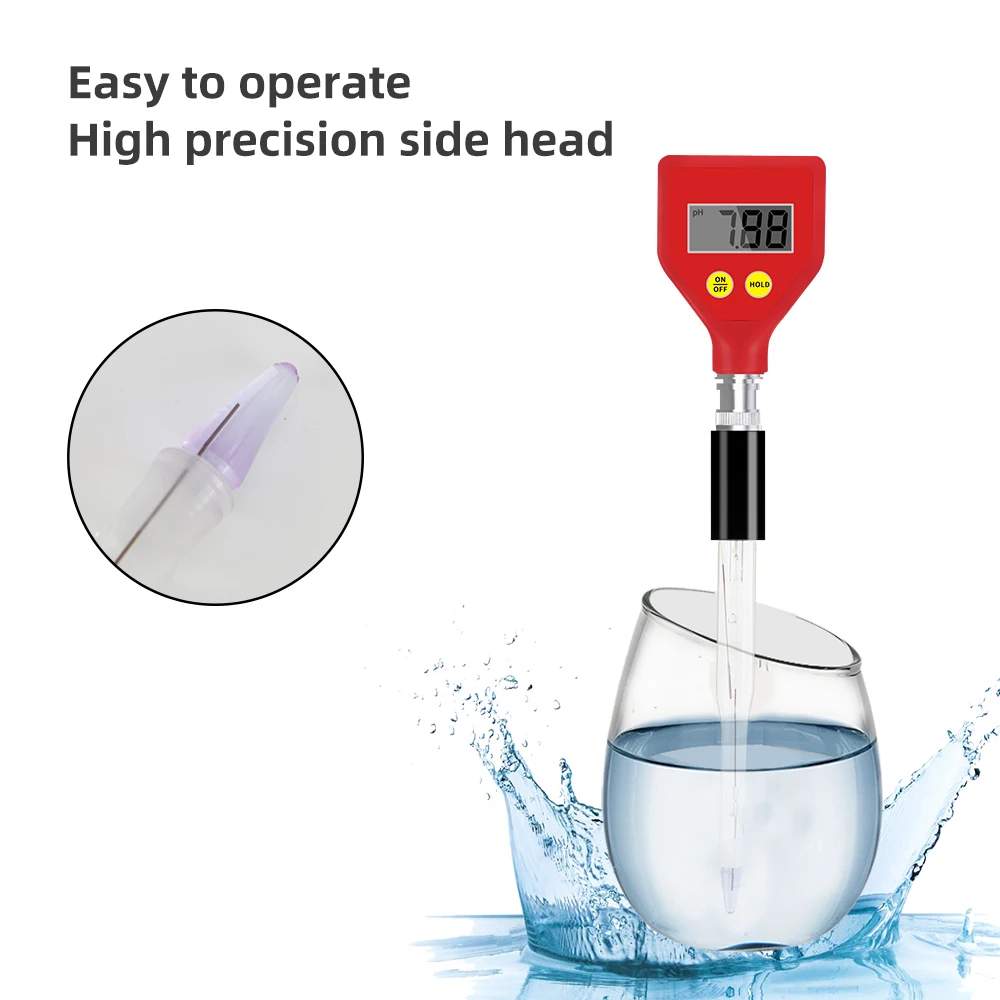 PH-98108 PH Meter Water Quality Tester Sharp Glass Electrode PH Measuring Instrumen for Aquarium Water Food Cheese Milk Soil