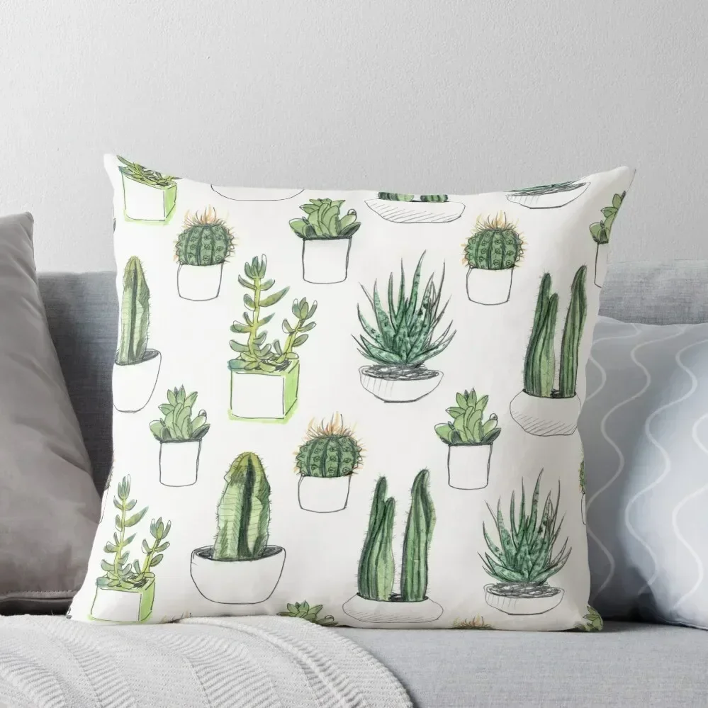 

Watercolour cacti & succulents Throw Pillow Decorative Cushion Cover Pillowcases Bed Cushions Covers For Sofas pillow