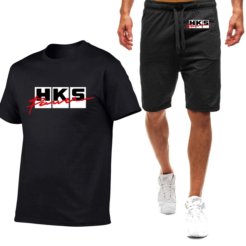 

HKS Power and Sports Print 2026 Summer Man's New Styl Nine Color Short Sleeved Set T-Shirt Casual Shorts 2-piece Suit