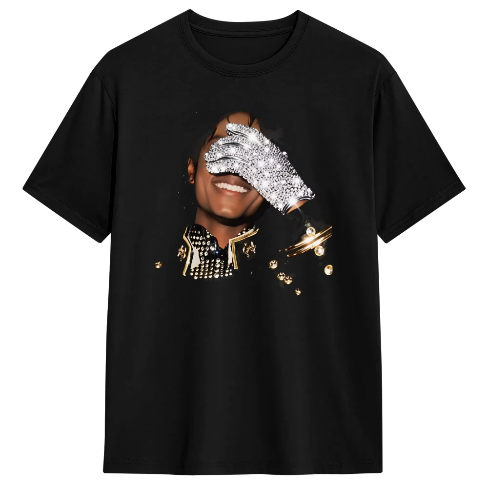Camisetas estampadas MJ Michael Jackson para homens e mulheres, camiseta de algodão para lazer, gola redonda, manga curta, roupas plus size, verão