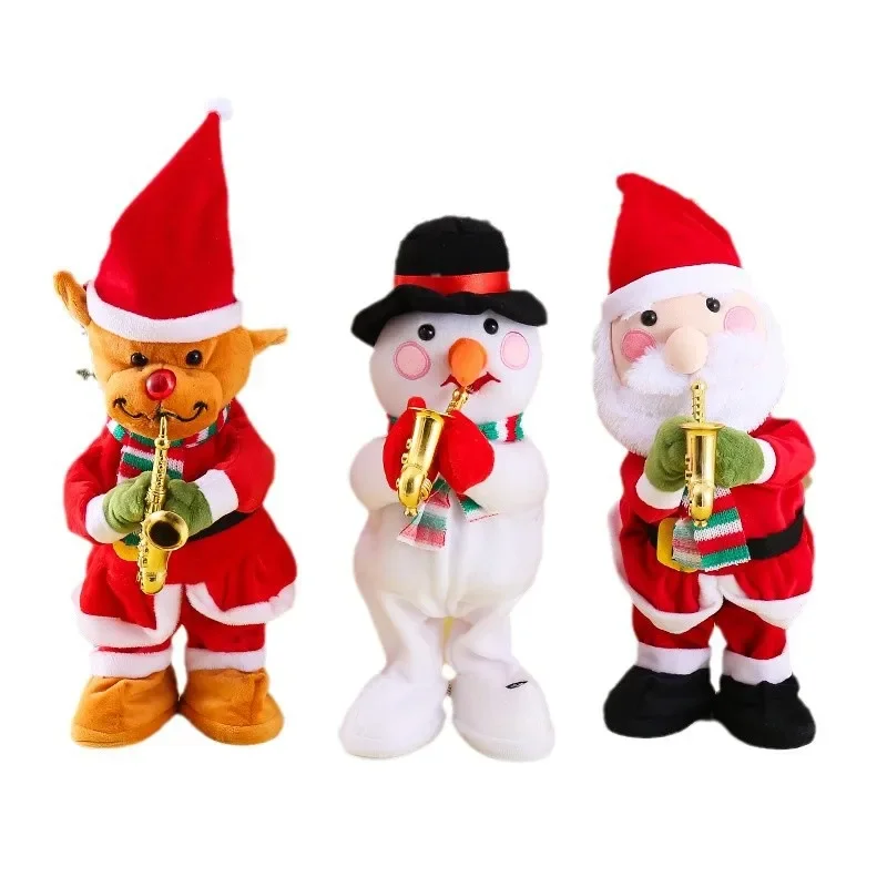 Père Noël chantant oscillant! Jouet en peluche d'arbre de noël électrique dansant avec lumières pour un plaisir festif