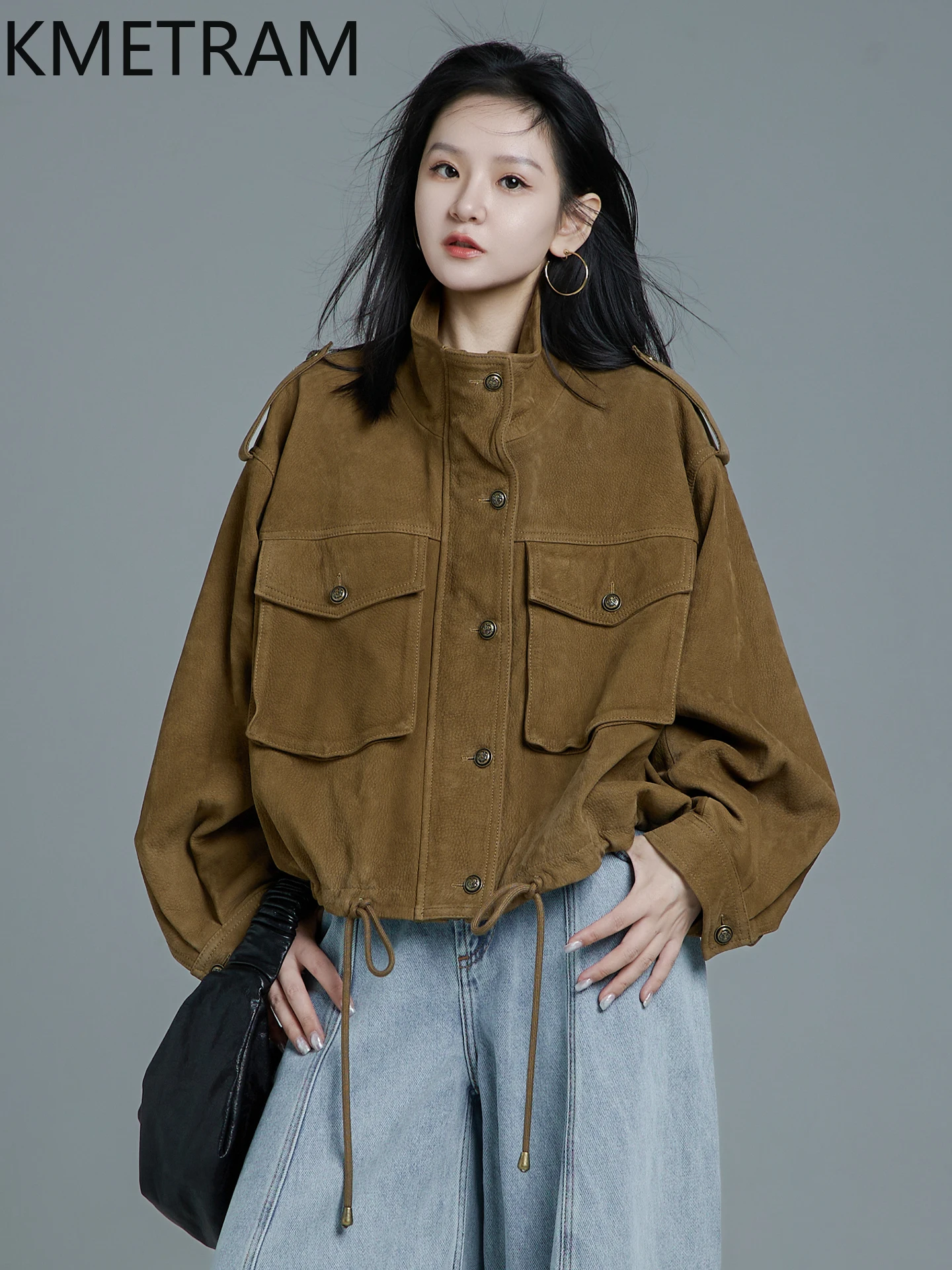 KMETRAM 100% Natural Goat Skin Genuine Leather Jacket Short Casual Clothes for Woman 2025 Autumn New Coats manteaux hiver femme