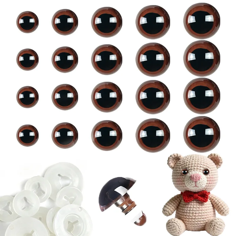 8-28mm Braune 3D Sicherheitsaugen für Häkelpuppen, Amigurumi Teddybären, Plüschtiere, DIY Handgemachtes Zubehör mit Unterlegscheiben