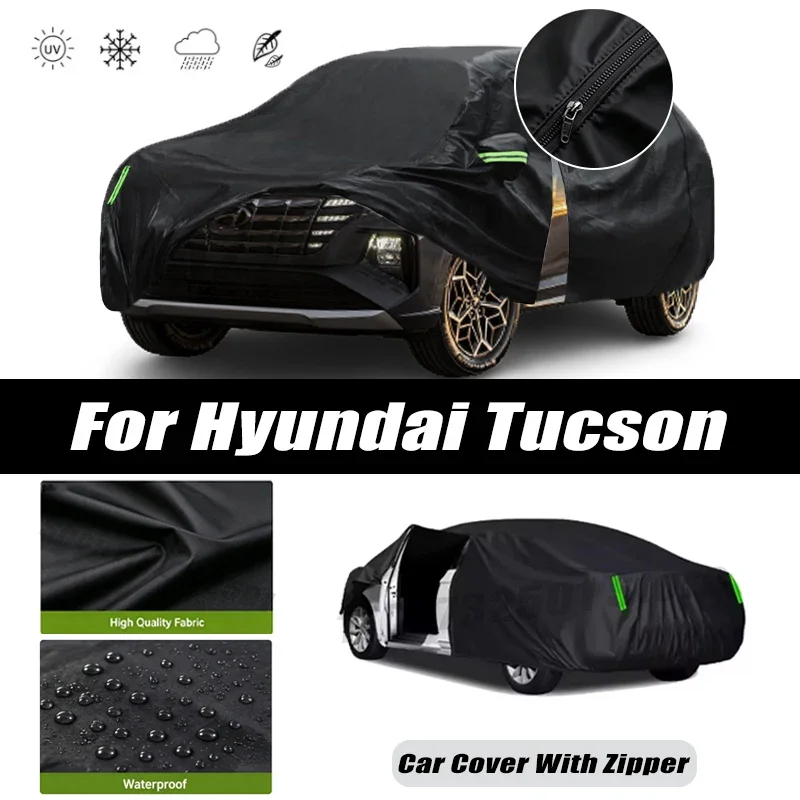 For Hyundai Tucson Car Covers Outdoor Waterproof Sun Rain Snow Protection UV Car Zipper Design Car Cover Accessories