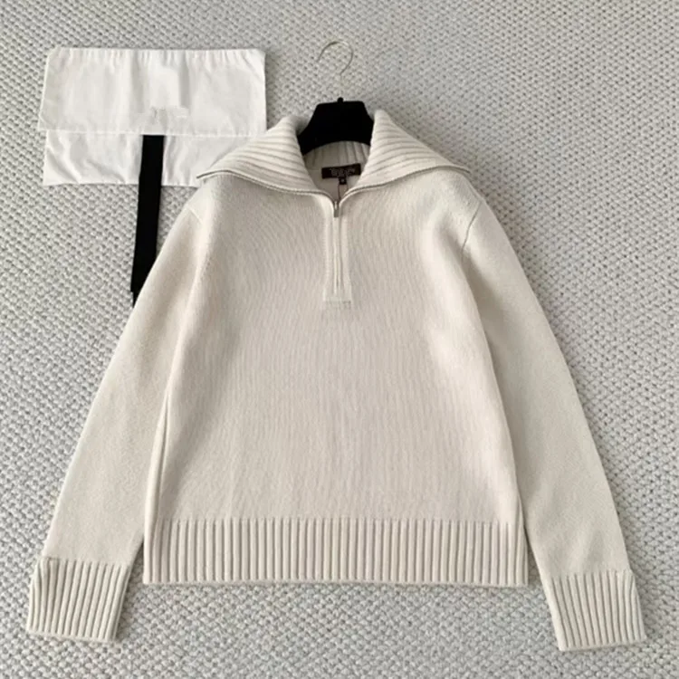 

Индивидуальная новая зимняя женская одежда 2025 года, европейско-американская женская одежда с длинными рукавами, темно-синий воротник, модный кашемировый вязаный свитер