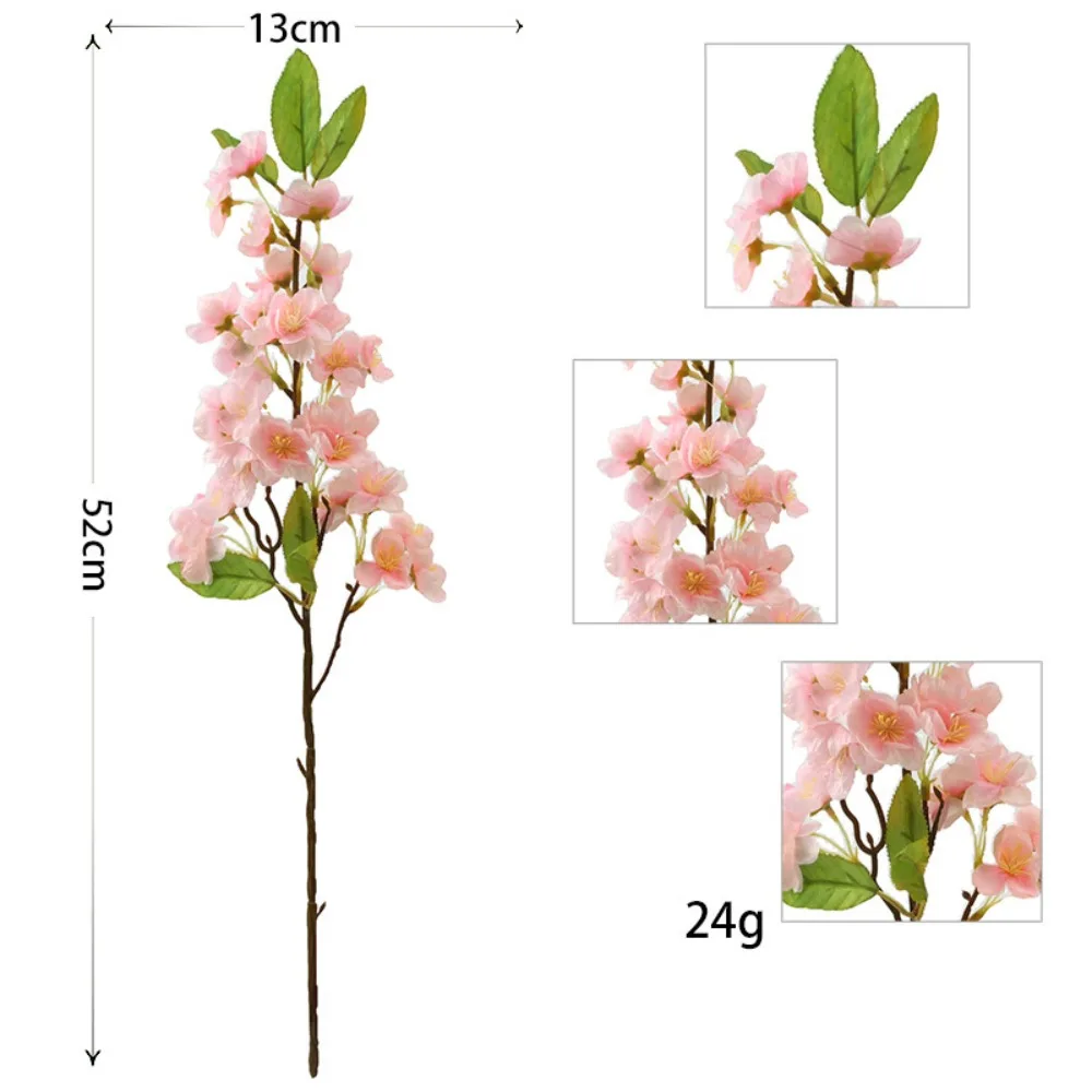 Silk Material Cherry Blossoms Silk Flowers 52cm Length DIY Decoration Simulated Flower Fake Flowers Wedding Party Decoration