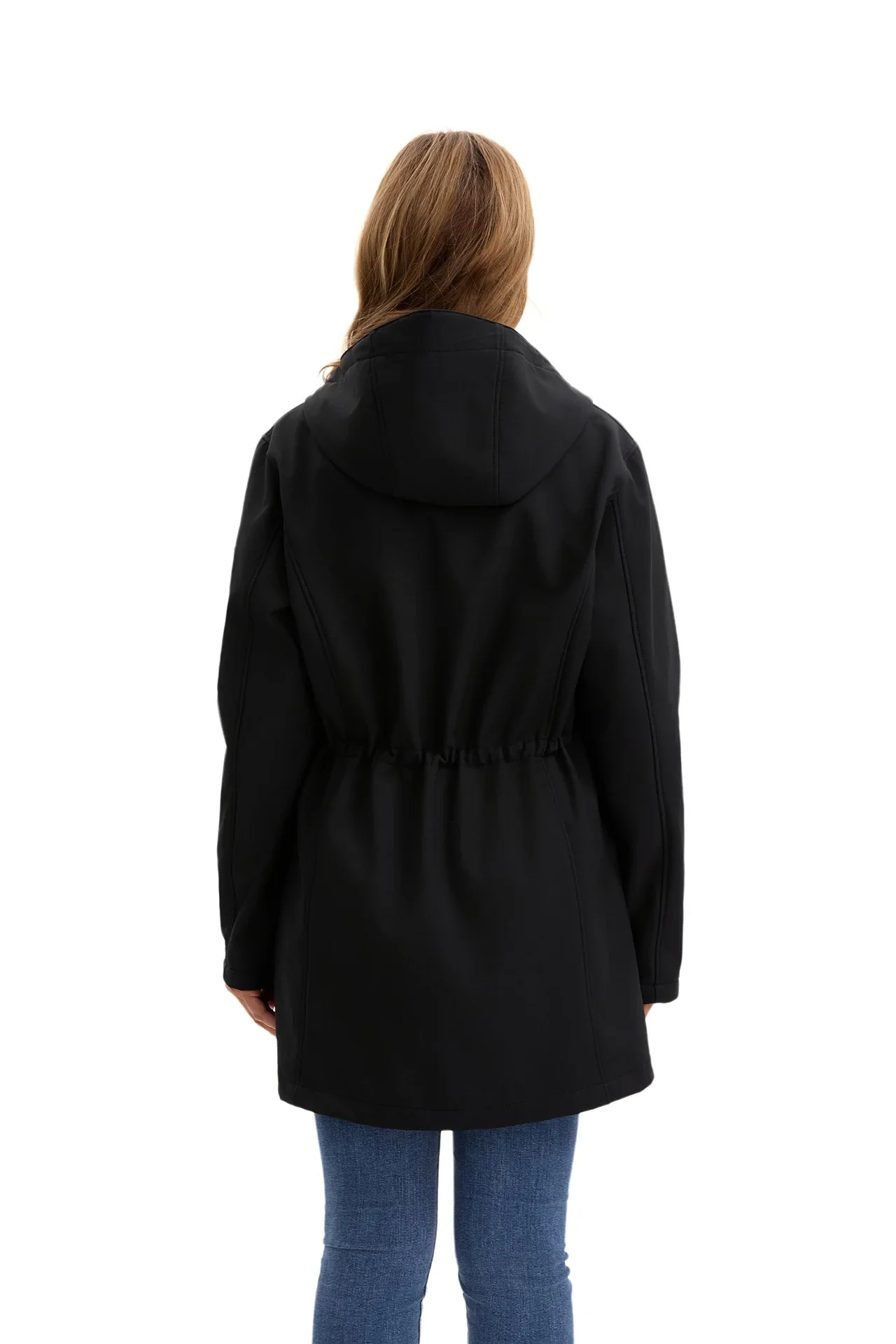 Women's Hooded Trench Coat Spring Autumn Fitted Solid Color Jacket for Daily Outdoor Camping Hiking