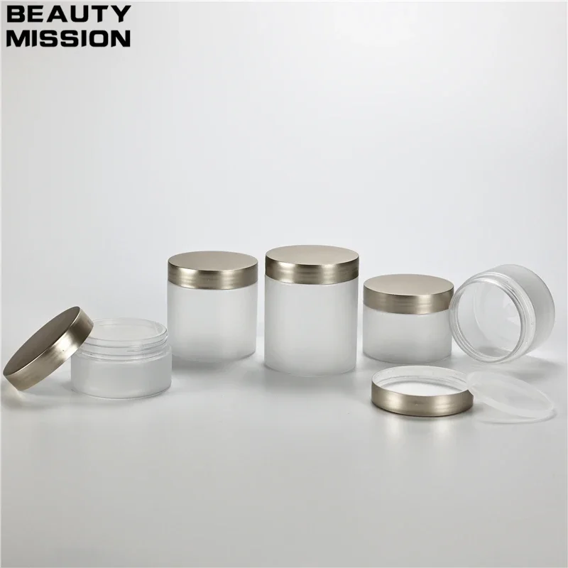 

100g-250g X 20 Frosted Translucent Plastic Jars With Rose Gold Screw Lid Portable Cream Jar Cosmetic Ointment Pot Face Cream Box