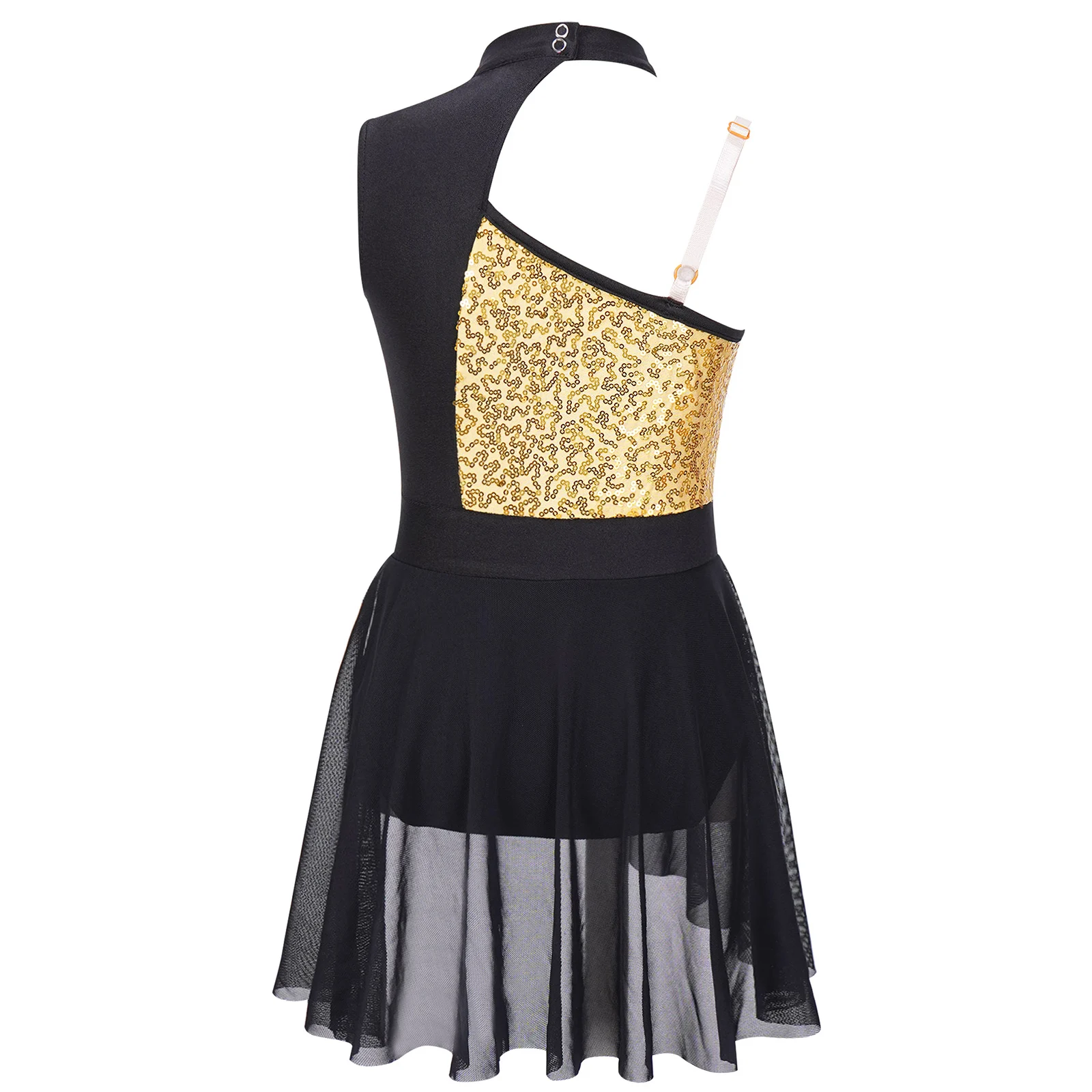 Kids Girls Lyrical Ballet Dance Costume Sequins Mesh Figure Skating Dress Gymnastics Leotards Performance Dancewear Costumes