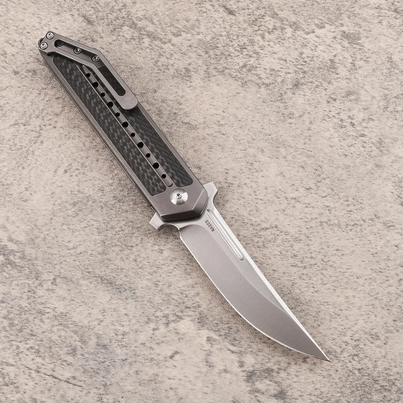 RHON Premium EDC Folding Knife High Hardness S35VN Steel TC4 Titanium Carbon Firber Handle Outdoor Fishing Folable Pocket Knive