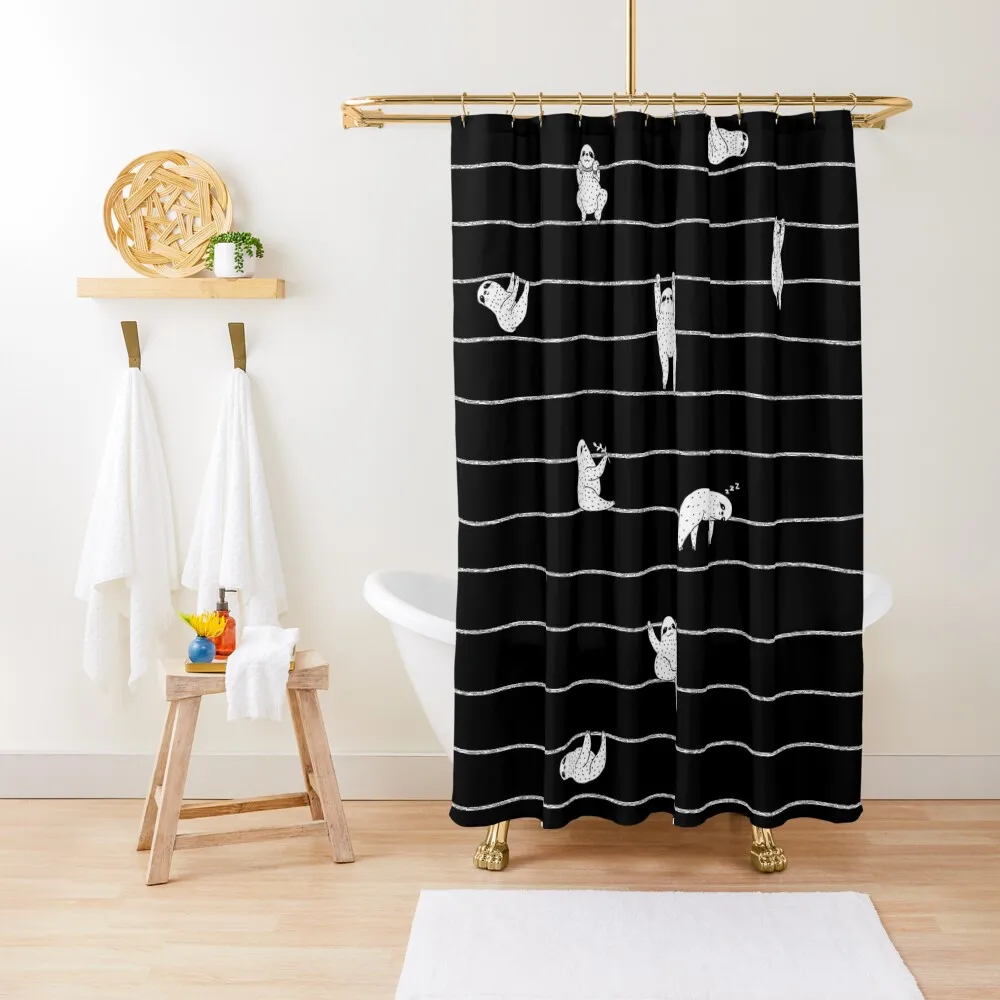 Sloth Stripe Shower Curtain Bathroom Deco Bathroom Shower Anime Bathroom Funny Shower Curtain