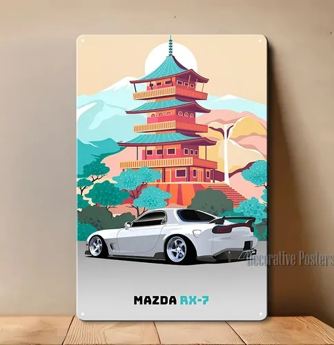 Rx-7 Auto-Metallposter – Sammlerblechschild, Größe: 8 x 12 Zoll, Aluminium