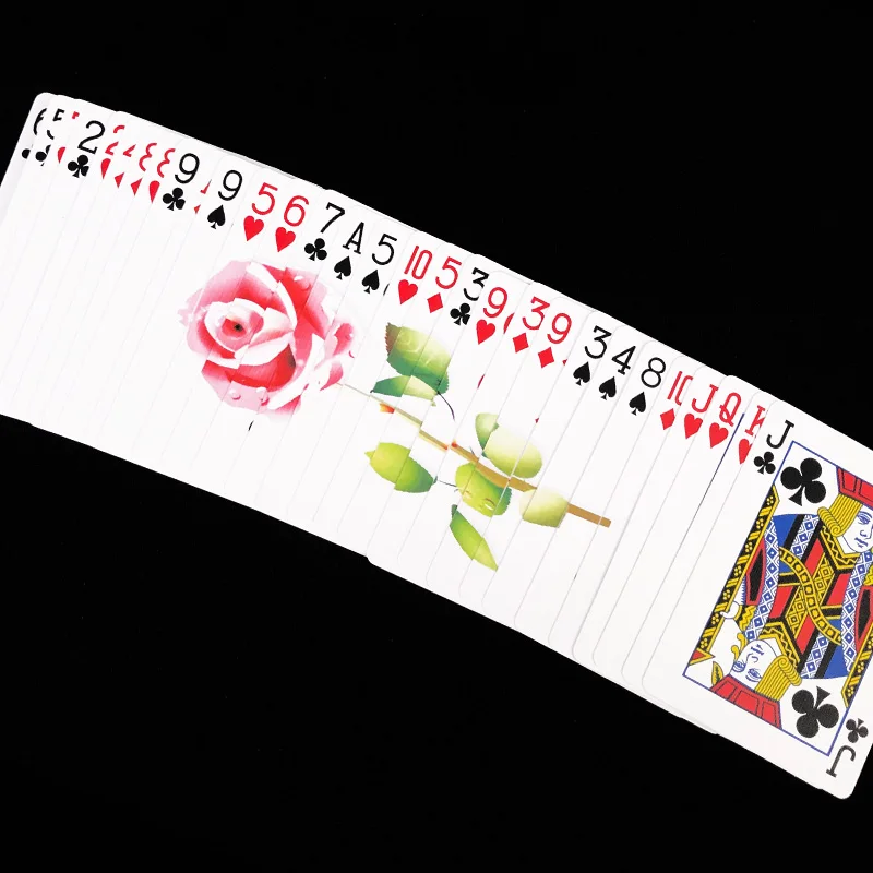 ارتفع سطح السفينة الخدع السحرية الآس إلى بطاقة الورد إلى الورد الحقيقي ظهور زهرة ماجيا رومانسية عن قرب أوهام الحيل Mentalism الدعائم