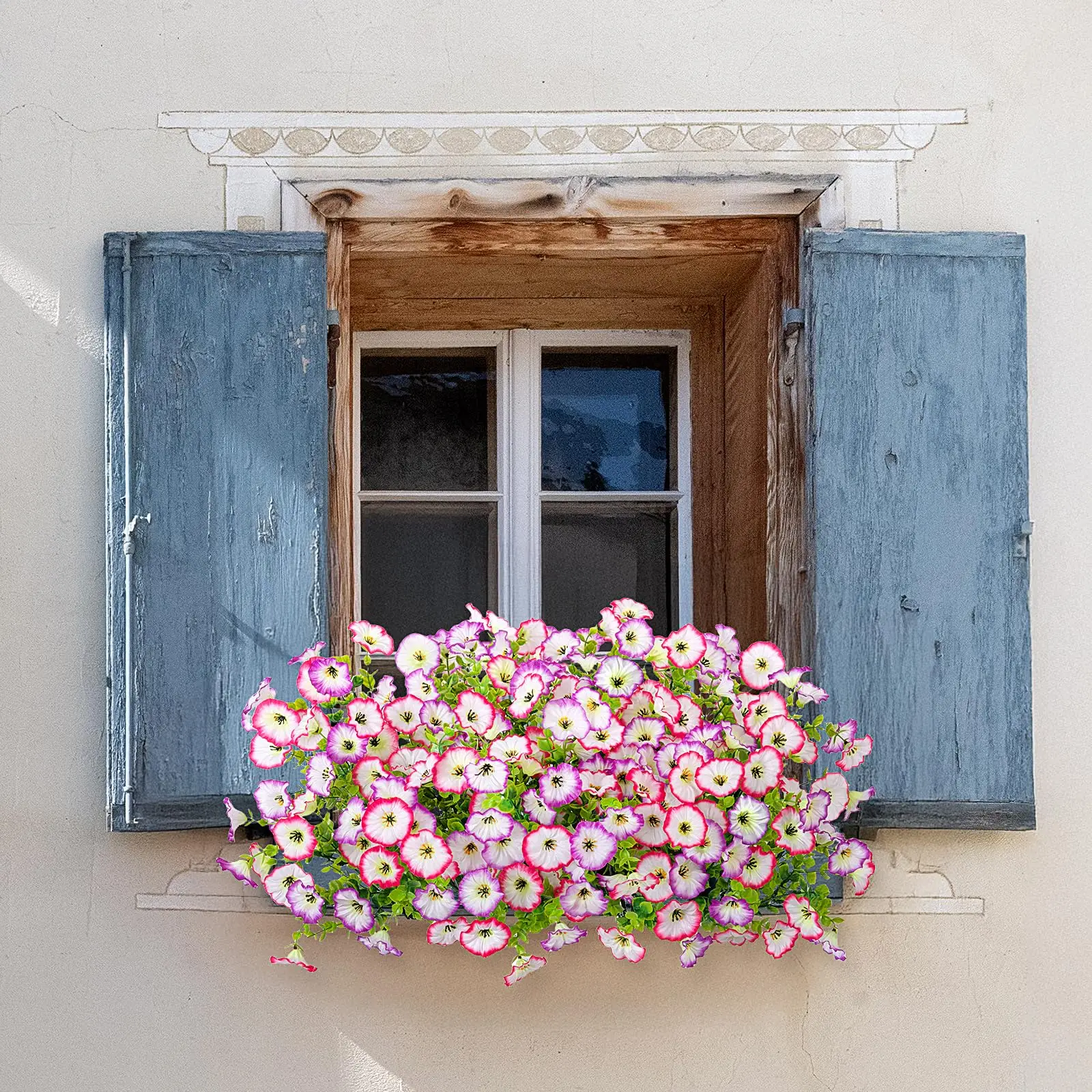 4 Stück künstliche Morning Glory-Blumen, Außendekoration, UV-beständige Strauchpflanzen für Veranda, Bauernhaus, Garten, Haus, Hofdekoration – Detail 4