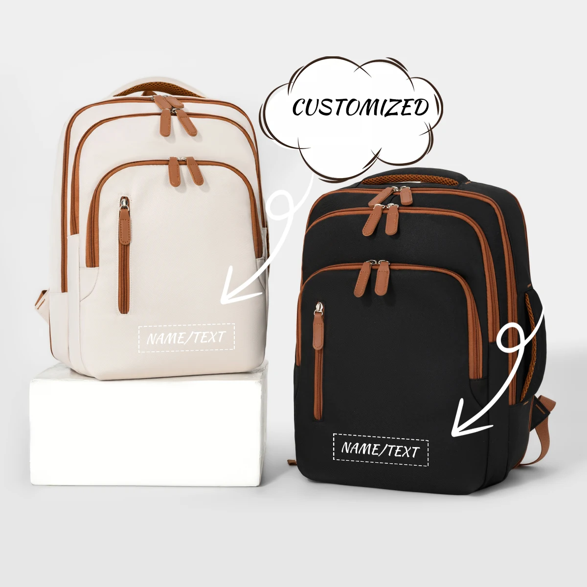 Mochila personalizada de alta gama con logotipo, bolsa de libros para mujer, estudiante universitario, mochila para ordenador de gran capacidad, viaje de negocios masculino, bricolaje personalizado