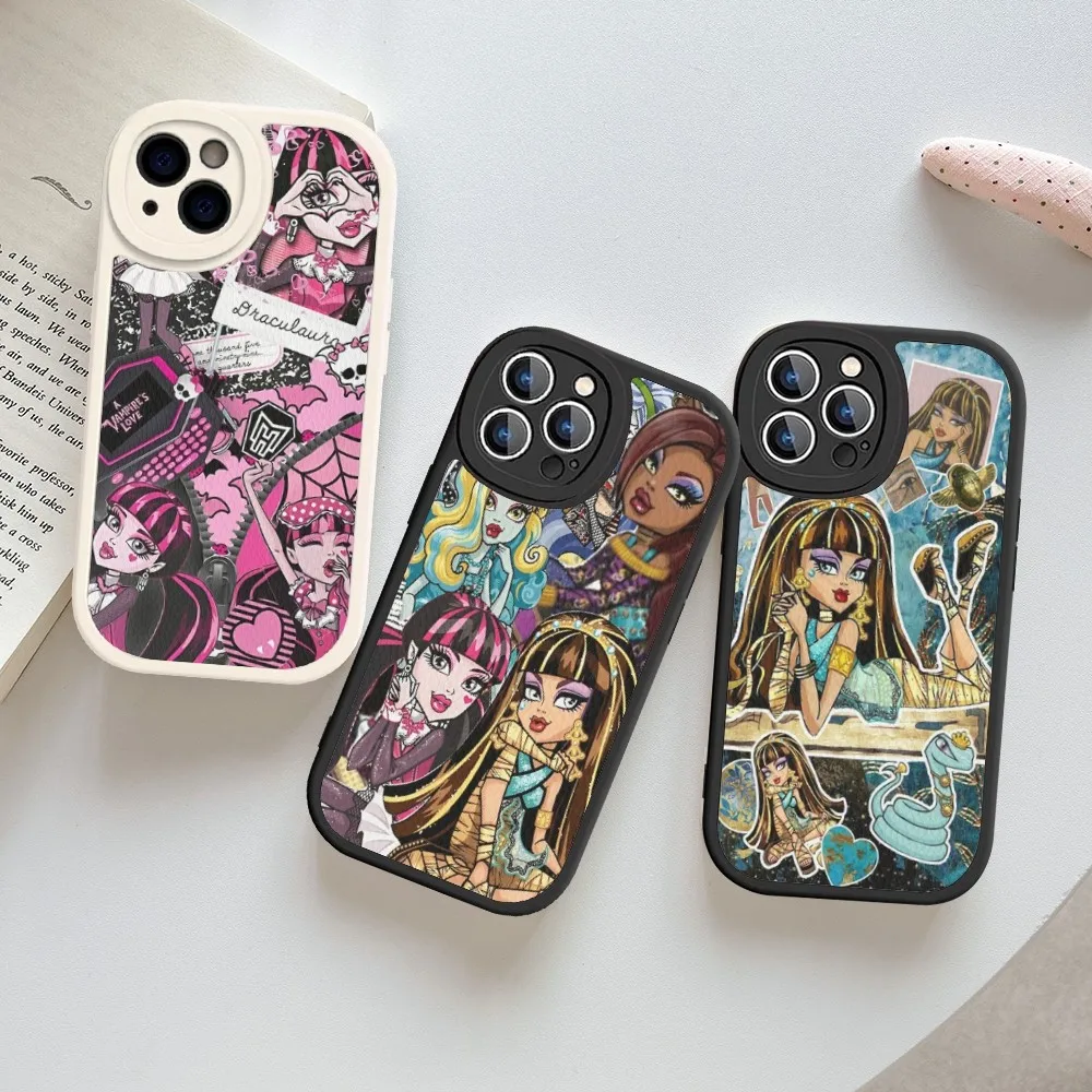 M-MonsterS Cartoon H-HighS Phone Case Hard Leather For iPhone 14 13 12 Mini 11 14 Pro Max Xs X Xr 7 8 Plus Fundas