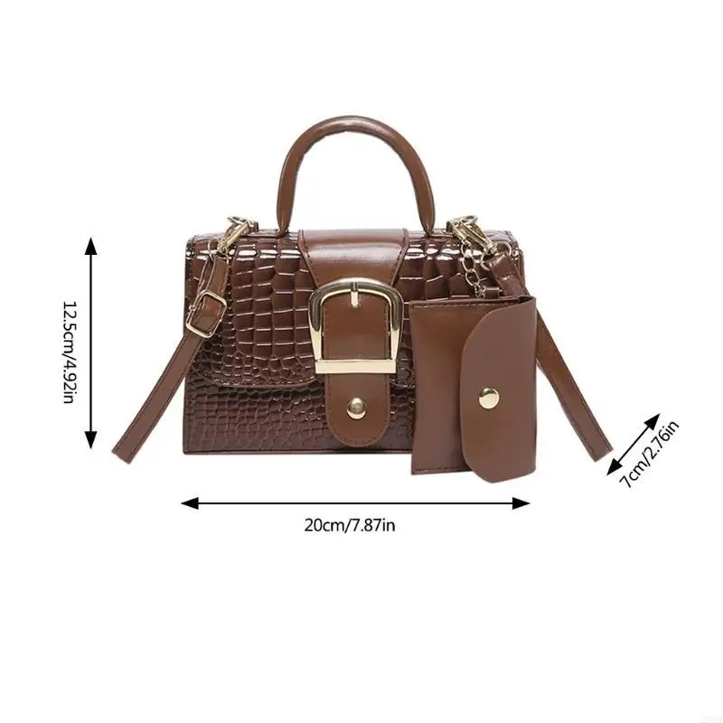 Fashionable 2 Pieces Set Tekstur Tangan Tas Bahu Kulit PU 20CA