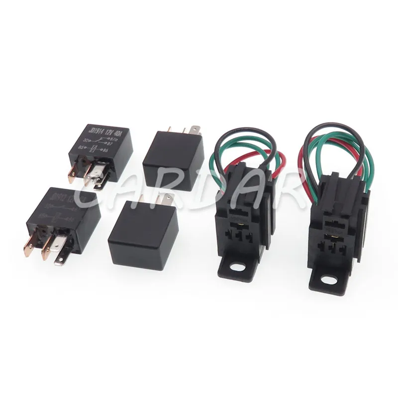 Automobile Relay and Socket with Wire 4Pin 5Pin 40A 12V 24V DC Auto Relay Universal Car Violet Relay