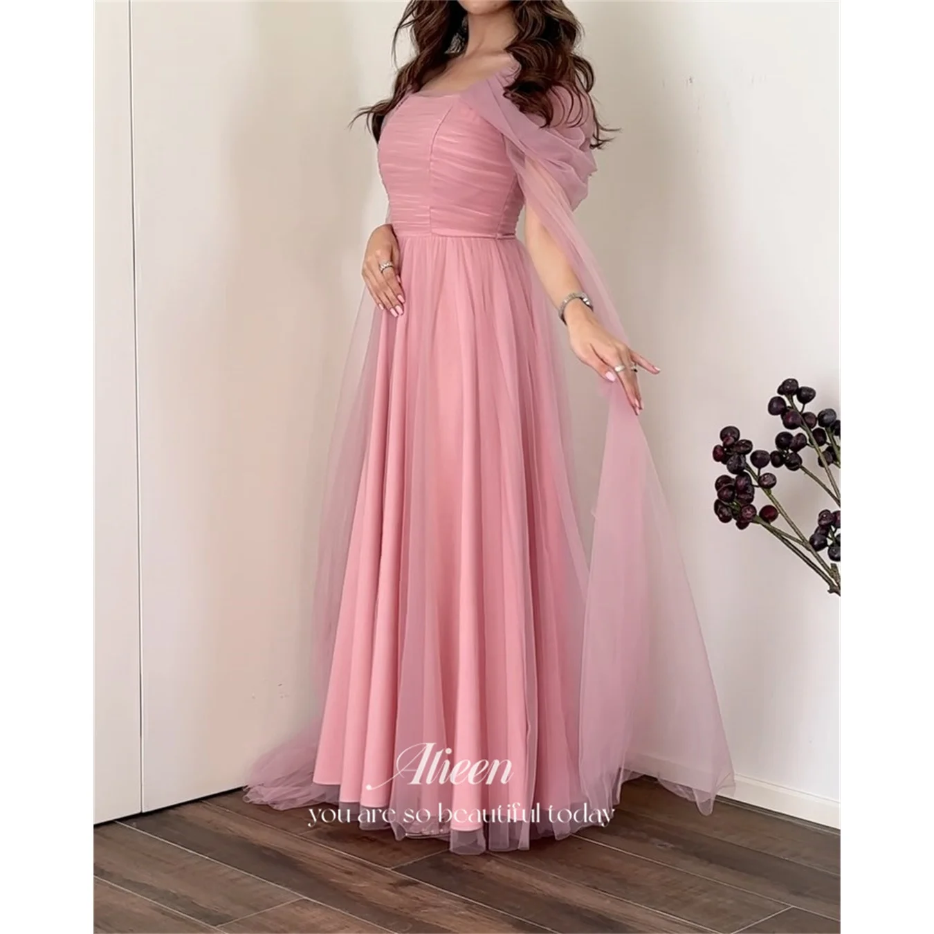 

Aileen Tulle Off The Shoulder Pink A-Line Evening Dress 2026 Prom Dress Formal Evening Customized Elegant Women's Ladies