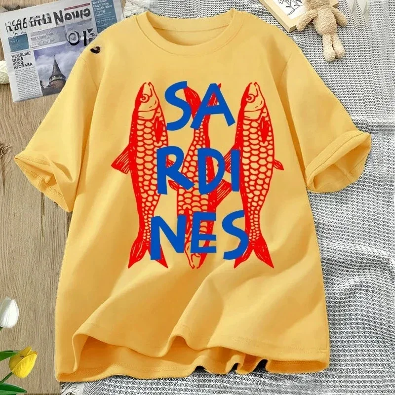 Camisetas de sardinas camisetas de pescado de moda camisetas casuales de manga corta camisetas de cuello redondo stil #6