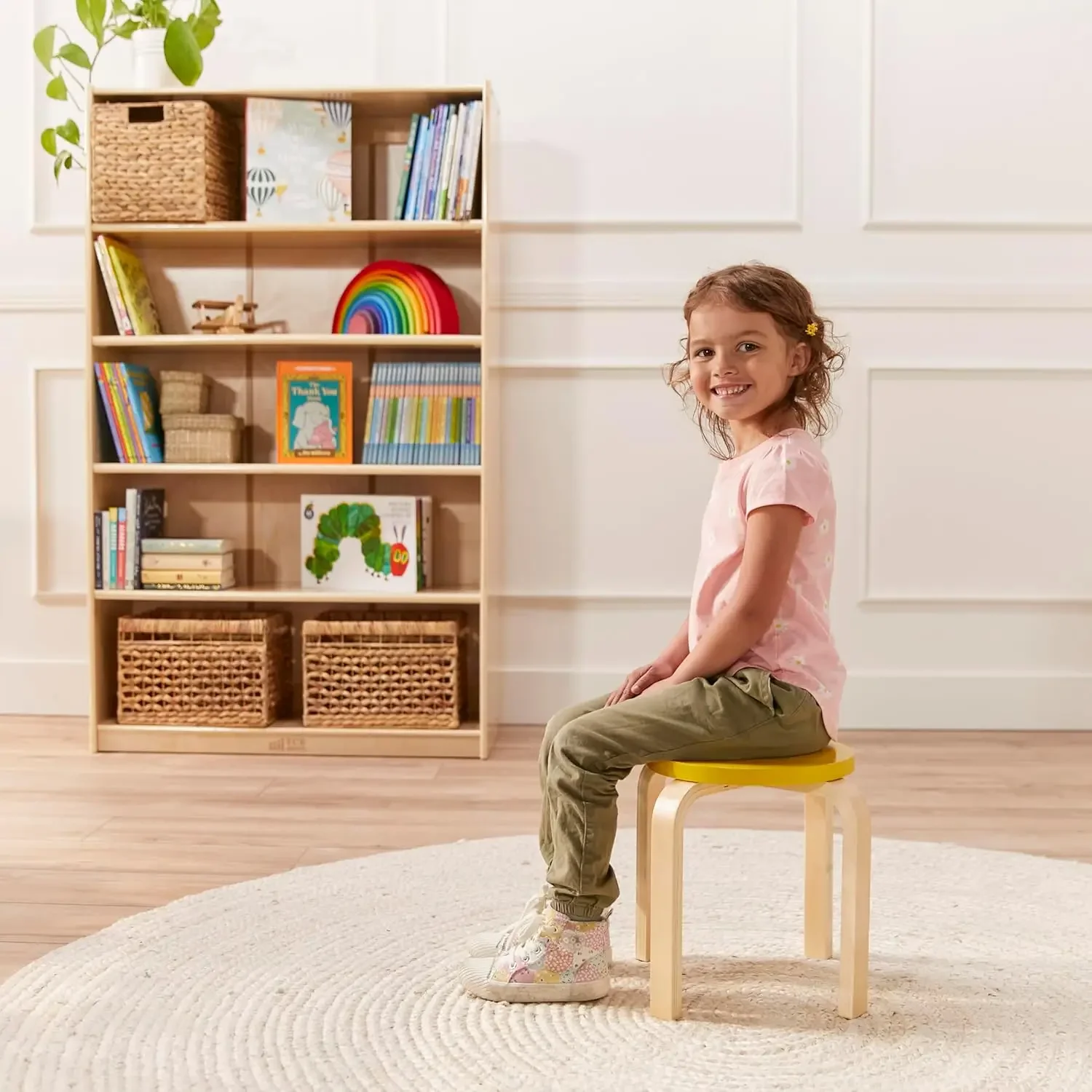 Bentwood Stackable Stools, Classroom Furniture, Assorted, 6-Piece