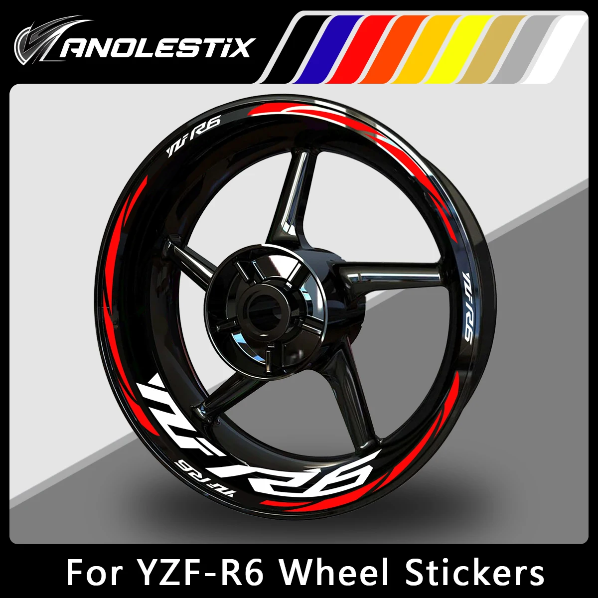 

AnoleStix Reflective Motorcycle Wheel Sticker Hub Decal Rim Stripe Tape For YAMAHA YZF-R6