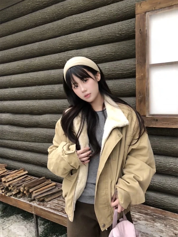 

Men's Bomber Jaet Flight Cotton Workwear Thiened Floing Stand Collar Winter Coat American Sle Long Sve Zipper Pure...