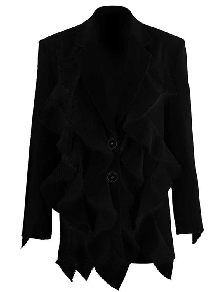 DEAT-Blazer feminino de manga comprida, peito único, jaqueta de malha emendada, terno solto entalhado, moda feminina, verão, novo, 17A1524, 2024