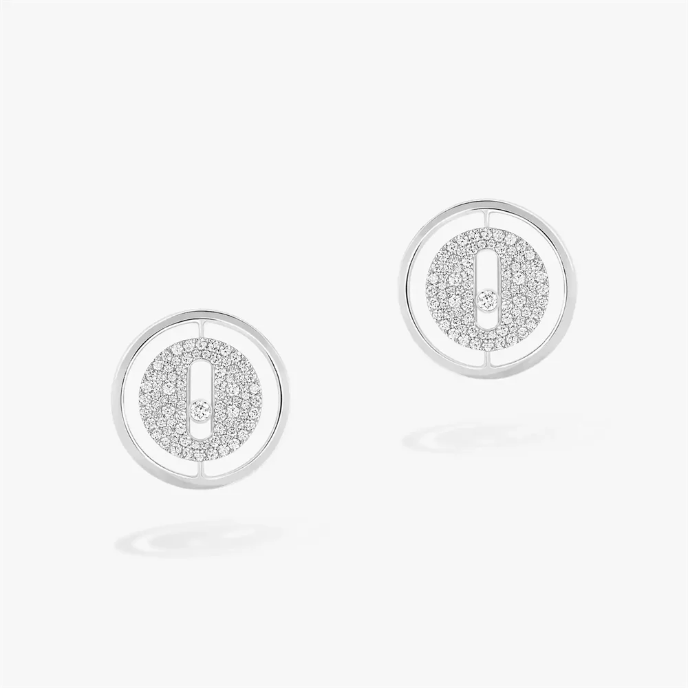 925 Sterling Silver Earrings For Women Fashion Classic Round Diamond Earrings Official Website Lucky Move Series Wedding Jewelry