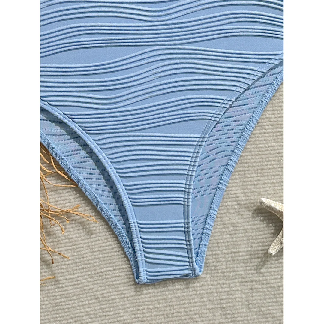 Gefalteter, farbenfroher Badeanzug mit Bügeln und Perlen für Damen, einteiliger Badeanzug, Monokini mit hohem Beinausschnitt, Badebekleidung, Badeanzug, Modell V8301. – Detail 23