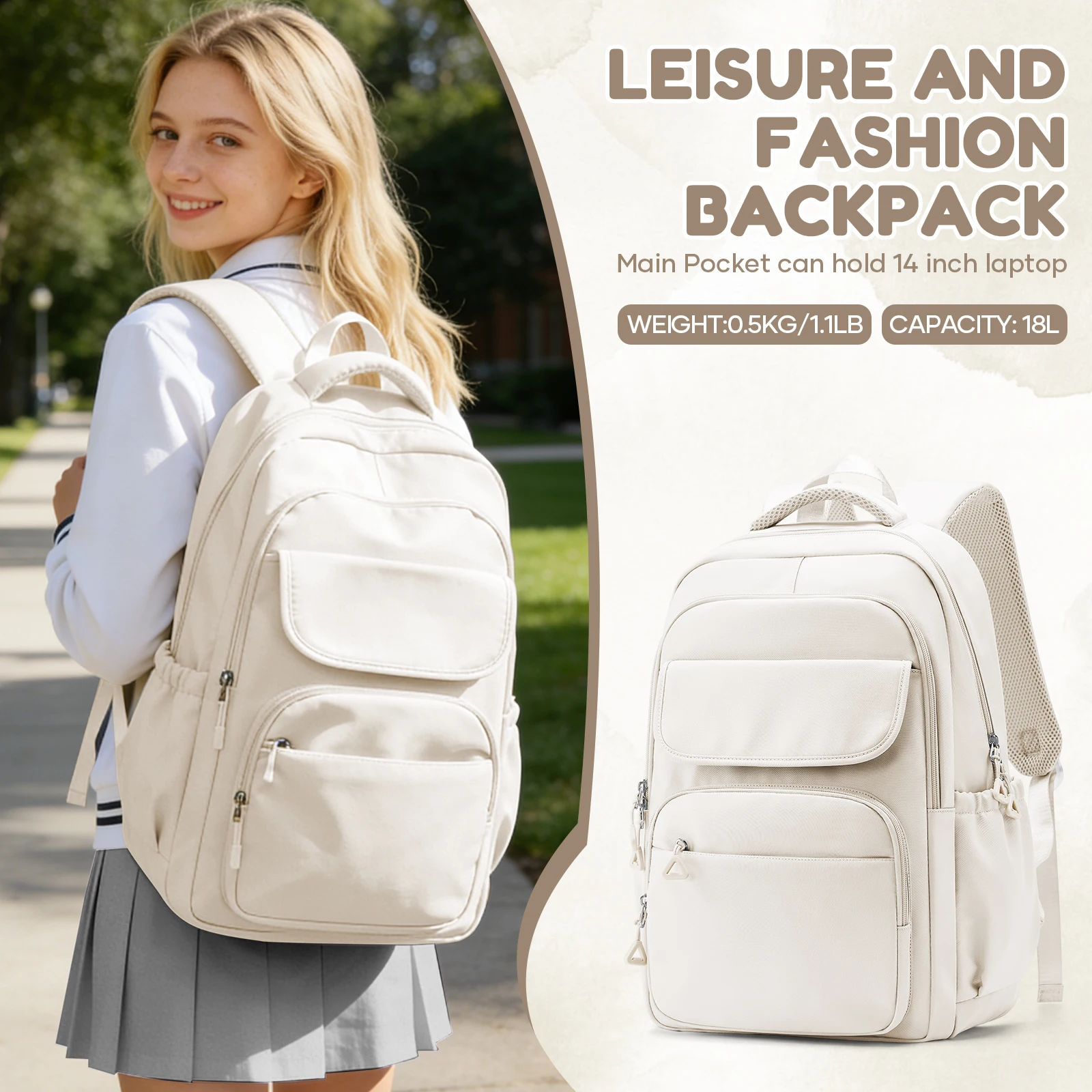 

School Backpack for Girls Boy Casual College Backpack With Laptop Compartment Large Capacity Student Bag Outings, Back-To-School