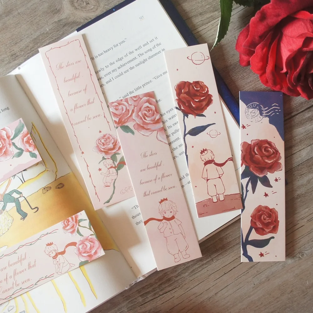 

Multi-use 30 Pcs Little Prince and His Red Rose Design Craft Paper As Bookmark Tag Gift Decor Scrapbooking DIY Message Card