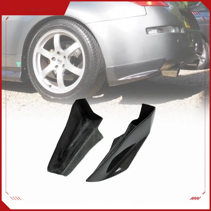 

Fits Nissan 350Z aftermarket parts, Nismo style rear bumper corners with carbon fiber lip protectors.