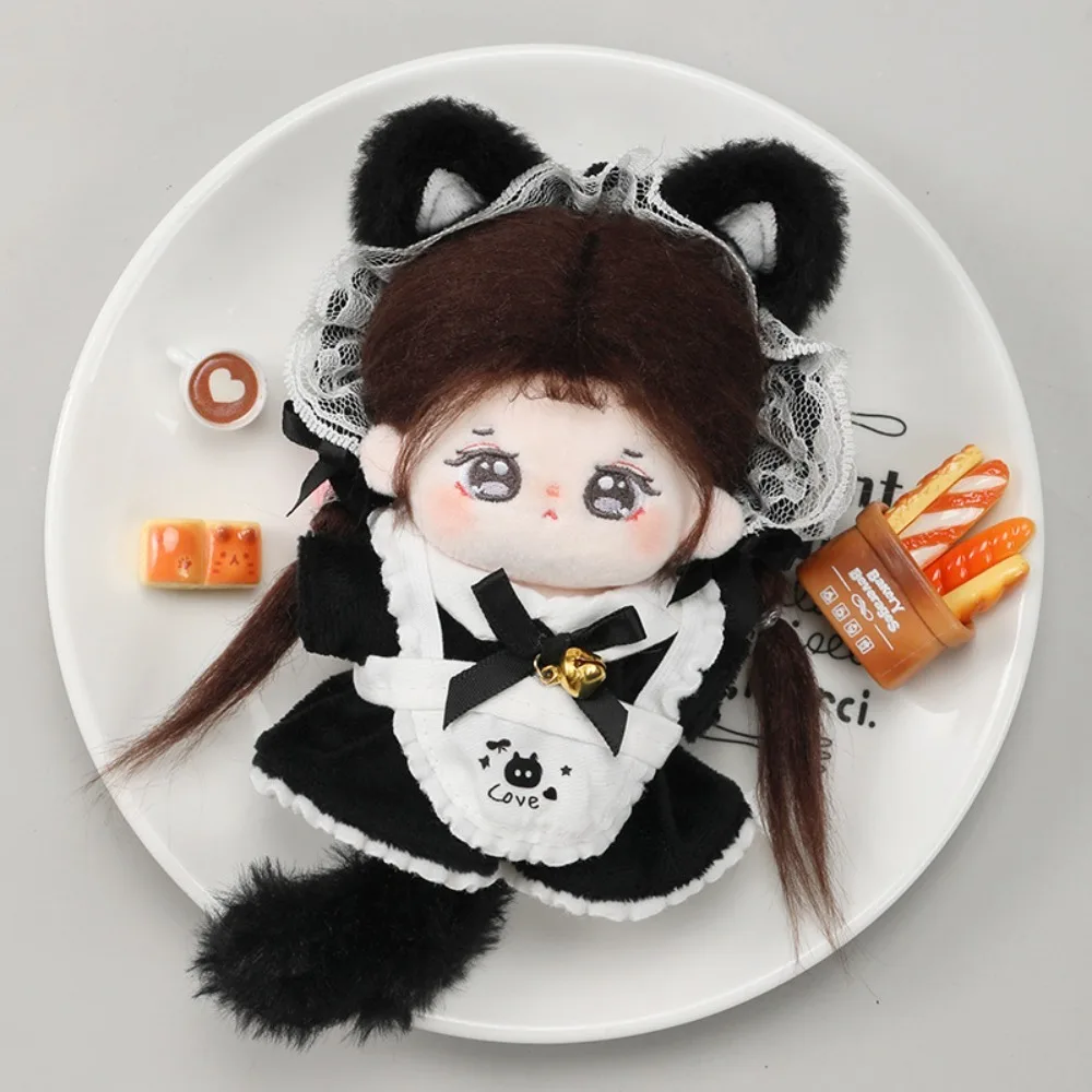

Cat Tail 10cm Cotton Doll Clothes Maid Dress Outfit Cotton Doll's Clothes Fashion Bow Skirt Plush Doll Clothes Children's Gift