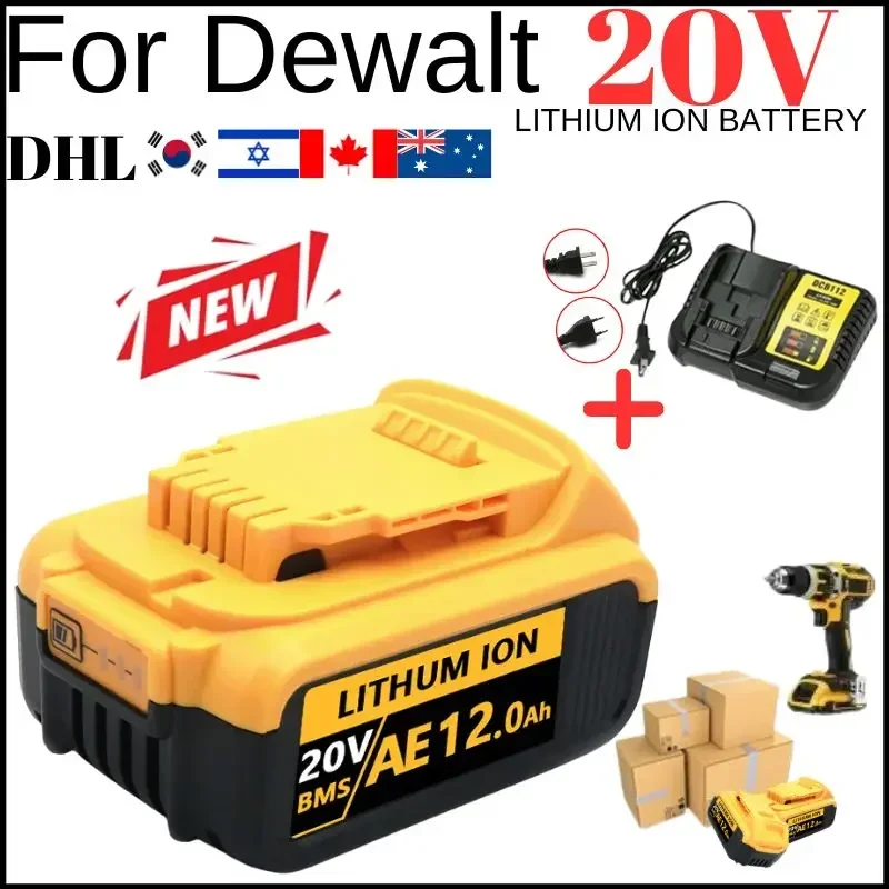 12000mAh DCB200 20V Battery Compatible with dewalt power Tools 18V rechargeable electric tool Lithium batteries 20V 18Volt