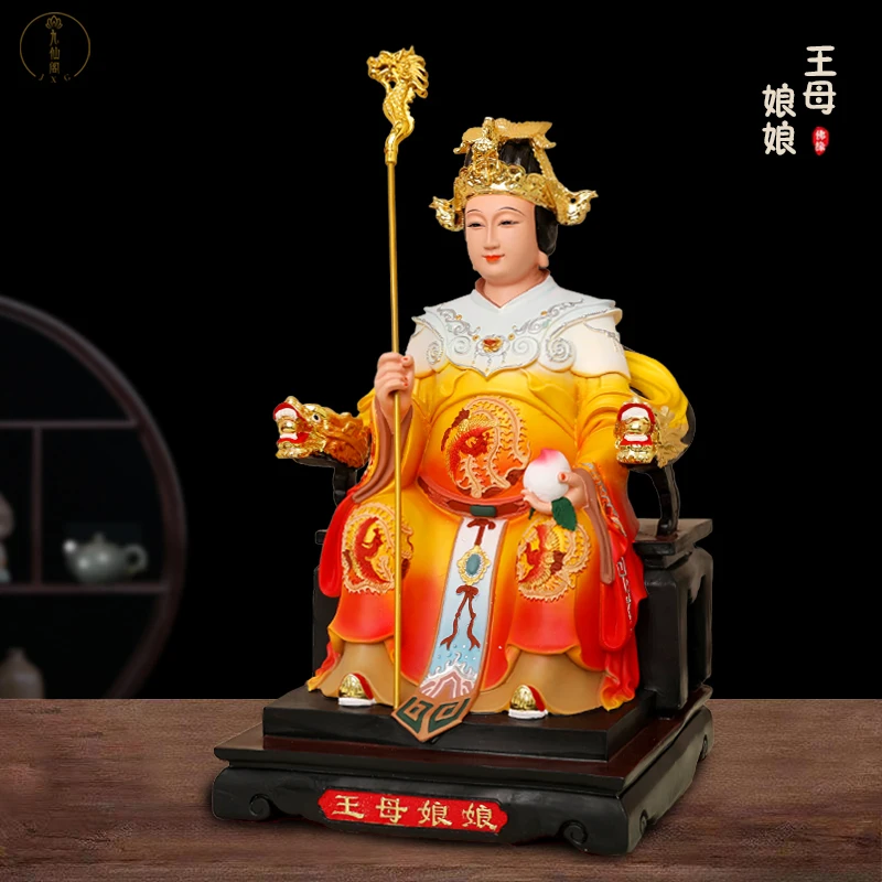 Home Buddha statue ornaments Painted statue of the Queen Mother of the Jade Emperor Home Offering Sculptures Resin crafts