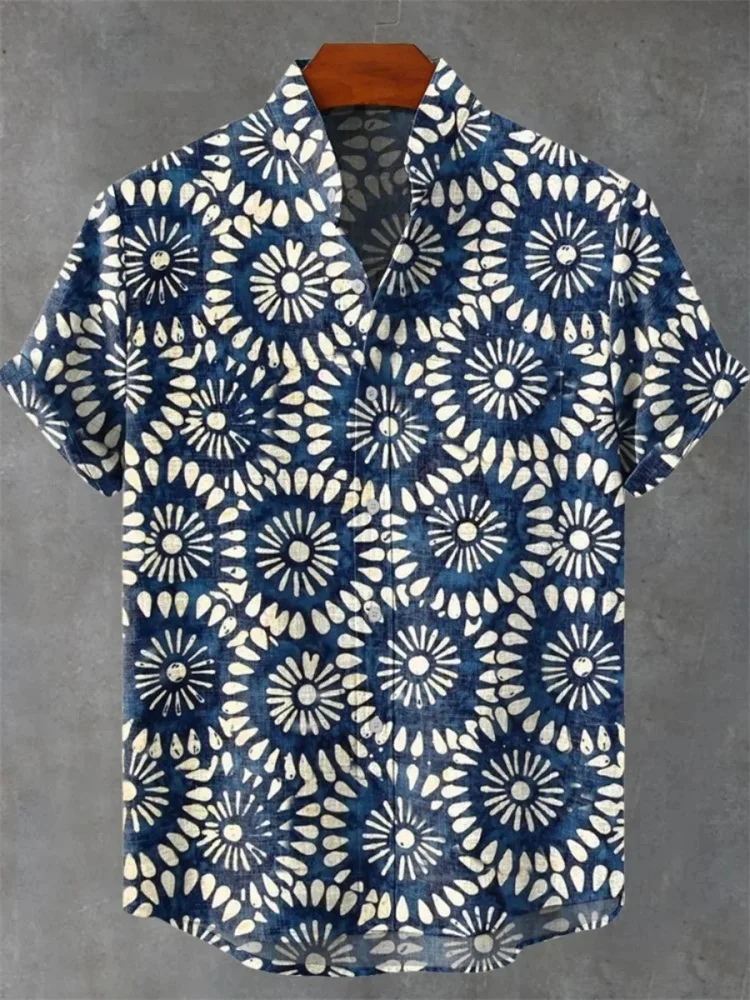 

New Men's Floral 3D Shirt Casual Short Sleeve Linen Shirt High Art Print Shirt Comfortable Soft Breathable Fabric