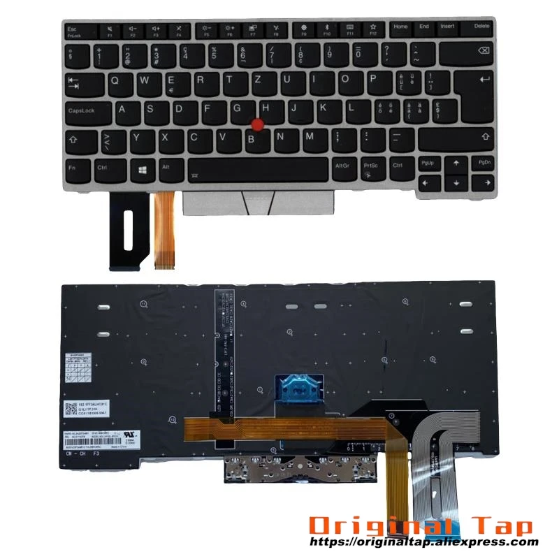 SWS Swiss Backlit Keyboard for Lenovo Thinkpad E480 E485 E490 T480S T490 T495 P43S L480 L490 L380 L390 Yoga 01YN366 01YN446