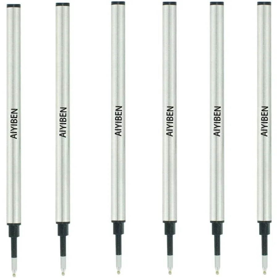 

4.37 inch Rollerball Pen Refills Roller Ball Fine Point 0.5mm Black Ink Refill Pack of Replaceable Pen Refills Medium Point 6 P