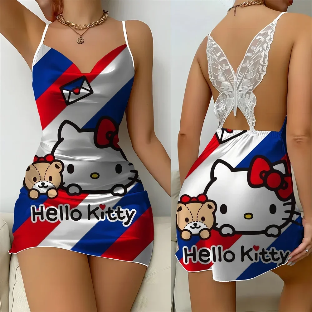 Mickey Minnie Pattern Women's Pajama Summer Sleevesles Women's Nightwear New Female Nightwear Romantic Sexy Female Home Dress