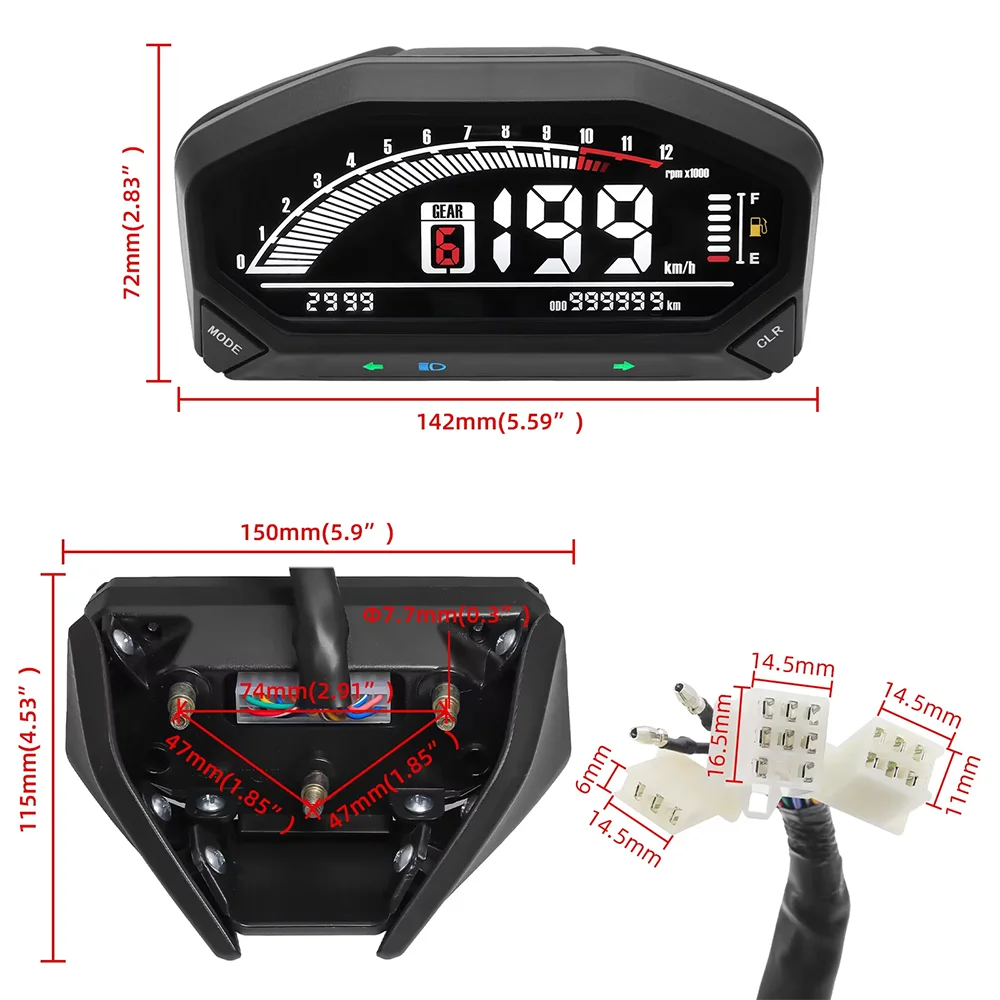 Motorcycle Universal Digital Speedometer Instrument Panel  Display Odometer Tachometer Hour Gauge For ATV Motorbike Accessories
