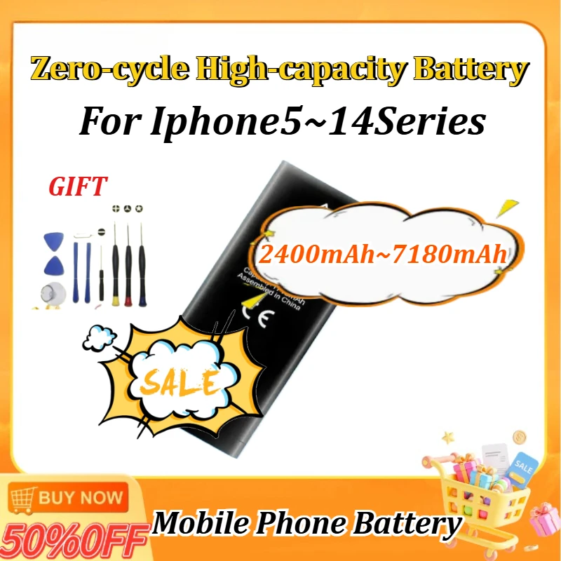 

Replacement Mobile Phone Battery Zero-cycle for IPhone 14 13 12 Pro 6S 6 7 8 Plus X XS Max New Lithium Polymer Bateria +Tools