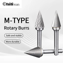 HILIXUN Tungsten Steel Grinding Head Carbide Rotary File Conical Milling Cutter Metal Grinding Engraving Single Double Groove