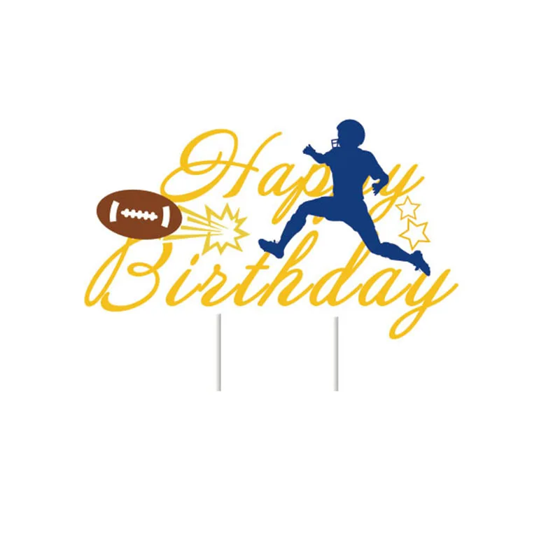 Rugby Cake Topper Happy Birthday Football Ball T-shirt Hat Cupcake Toppers Decoration Baby Shower Kids Party DIY Baking Supplies